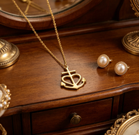 Collier en gros avec pendentif ancre cœur en acier inoxydable hypoallergénique, breloque croix ancre, colliers charme océan et foi pour femmes