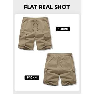 2025 pantalones cortos Cargo elásticos con cordón informal para hombre, multibolsillos, ajuste relajado clásico, logotipo cómodo, pantalones cortos de verano de 5 pulgadas - Product Image 5