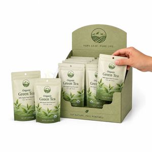 Factory Direct Low MOQ Custom Matte Finish <b>Zip</b> Lock Tear Notch Resealable Stand Up Pouch For Loose Leaf Tea Packaging <b>Bag</b> - Product Image 2