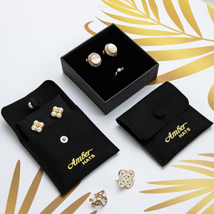 小さなイヤリングネックレスブレスレットリングベルベット封筒フラップ包装マイクロファイバーカスタムジュエリーバッグジュエリーポーチロゴ付き - Product Image 3