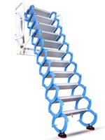 Échelle de grenier murale rétractable en aluminium robuste et moderne, 12 marches, charge maximale de 300 kg, avec verrouillage manuel pour utilisation en intérieur