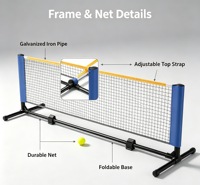 Filet de pickleball portable pour enfants 2,1 m, cadre en fer galvanisé, installation facile, filet d'entraînement pour débutants en extérieur