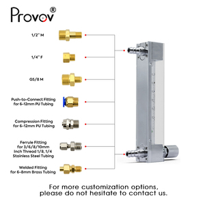 Tùy chỉnh tốc độ dòng chảy đầu vào Outlet kết nối khí lưu lượng kế không khí oxy Nitơ có thể điều chỉnh rotameter - Product Image 3