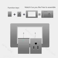 Enchufe de Pared Americano Estándar de Plástico Gris con USB Tipo-C y USB-A, Interruptor de 2 Vías, 3 Tomas, 16A, 110-240V, IP20, para Hogar, Estados Unidos y México