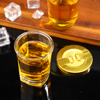 Verre à boire en verre transparent multi-formes avec couvercle doré, élégant petit verre à shot pour la maison, le bar, les fêtes, coffret cadeau, décoration de table