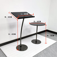 Pupitre incurvé sur mesure, sur pied, avec plateau en acrylique noir, pour exposition et salon professionnel, design personnalisé