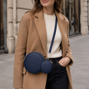 Custom OEM ODM Women Round Crossbody Bags 2 in 1 PU Leather Luxury Shoulder Bag Fashion Circle Handbag with <b>Mini</b> Coin Pouch - Product Image 3