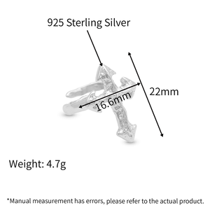크리스 April 925 스털링 실버 젠더리스 크로스 무거운 인장 오픈 핑거 링 - Product Image 4