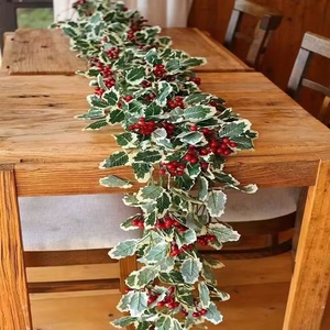 Artificial Rattan Green <b>Leaf</b> and Red Fruit Christmas Home Atmosphere Vine <b>Decoration</b> - Product Image 4