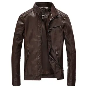 Wholesale Men's Spring And Autumn Washed Thin Motorcycle PU Leather Jackets