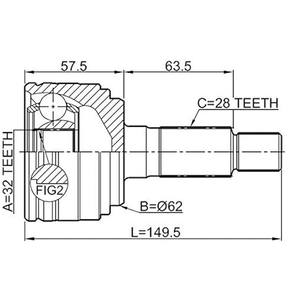 Junta CV exterior para piezas de automóvil <span class=keywords><strong>MAZDA</strong></span>, junta de eje CV, modelo de eje de transmisión, modelo de GD75-25-50XC - Product Image 2