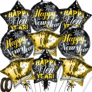 Set de Globos de <span class=keywords><strong>Año</strong></span> Nuevo 2027, Globos Redondos Negros y Dorados de 18 Pulgadas, Estrella Pentagrama, Globo 4D, Decoración para Fiesta de Nochevieja, Helio - Product Image 4