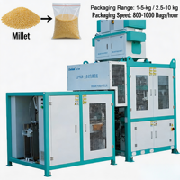 Machine d'emballage automatique de granulés de 5 kg, ligne de pesage, de remplissage et de scellage de graines pour sacs préformés, 1000 sacs par heure