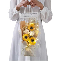 Valentijnsdagcadeau: Anjer, Zonnebloem, Zeeprozenboeket, Afgewerkte kunstbloemen, Creatief cadeau, Gedroogde bloemen