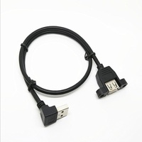 Câble d'extension USB 2.0 mâle coudé à gauche vers USB femelle à montage sur panneau