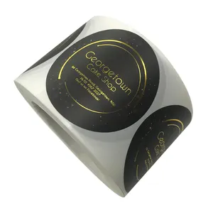 Pegatinas de papel redondas de lámina dorada personalizadas, etiquetas autoadhesivas con estampado en caliente, etiquetas adhesivas circulares