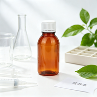 Flacon transparent brun en PET de 100 cc avec échelle graduée, petit goulot, pour le stockage d'engrais liquides et de solutions nutritives