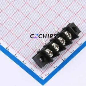 MX25RM-7.62-04P-BK01-Cu-S-A Barrier Terminal Block Bent Lead Through Hole,P=7.62mm Connector Two Sides 7.62mm 1x4P Right Angle - Product Image 1