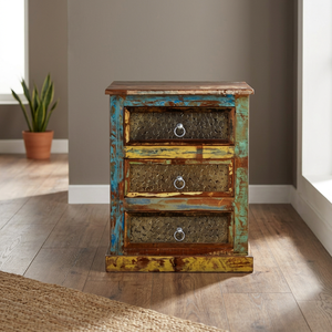 Industrial Vintage 1-Drawer Solid Wood Eco-Friendly Adjustable Storage <b>Cabinet</b> for Living Room Rustic Antique Farmhouse <b>Hall</b> - Product Image 2