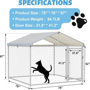 Açık büyük su geçirmez zincir bağlantı köpek Run kulübesi çitler yeni büyük köpek kafesi kapak Tarp ağır Pet House açık hayvan kafesi - Product Image 2
