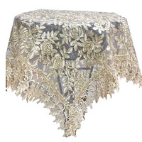 Chemins de table brodés de fil d'or avec des motifs jacquard de banquet, dentelle en organza tissée, nappe de table