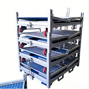 Cage de stockage mobile pliable avec roues, chariot en treillis métallique roulant pour la logistique, le picking et la manutention - Product Image 1