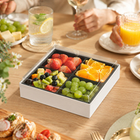 Boîte à gâteau, sandwich, fruits, dessert, multi-compartiments, jetable, écologique, avec couvercle transparent, en carton, pour emporter, emballage pour la restauration