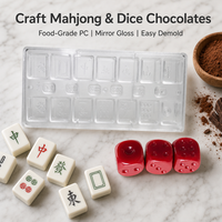Moule en polycarbonate personnalisé pour chocolat, tuiles de mahjong chinoises et dés, moule en PC rigide pour bonbons, finition miroir, outil de démoulage facile, OEM