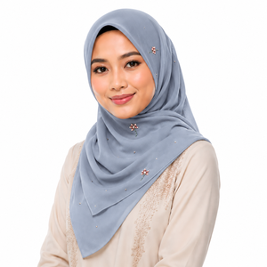 Voile japonais teint uni de qualité supérieure, tissu islamique Bawal, hijab orné de strass, foulard pour femmes musulmanes, usage quotidien pour la Malaisie et l'Indonésie - Product Image 1