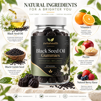 Gummies d'huile de nigelle à marque privée pour le bien-être quotidien, le soutien immunitaire, digestif et cutané, végétaliennes, sans OGM, OEM en vrac