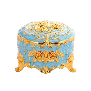 Boîte à bijoux vintage en alliage de zinc avec camée émaillée, boîte de rangement créative pour bijoux, boîte à bijoux ronde en métal émaillé - Product Image 5