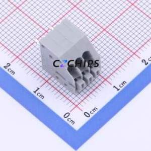 250-403 Spring Terminal Block Through hole Component (THT),P=2.5mm Connector 1x3P 2.5mm Gray 3P - Product Image 1
