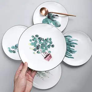ODM图案餐厅定制logo价格便宜圆形现代瓷器餐盘