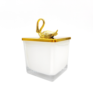 Black White Empty Square Shape Deer Glass Candle Jars With Metal Lids