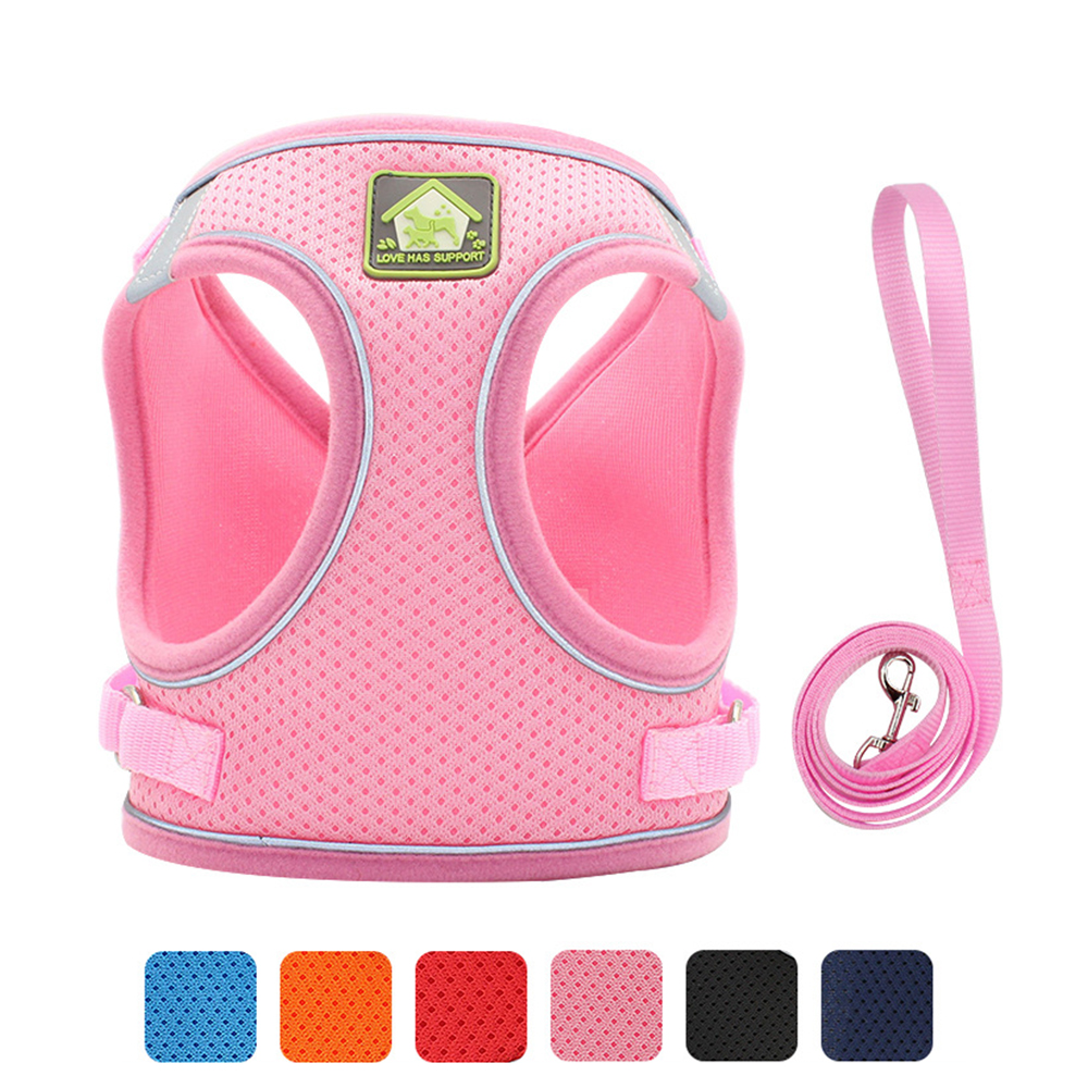 Лидер продаж, светоотражающая шлейка и поводок для щенков, комплект из дышащей полиэстерной шлейки для собак