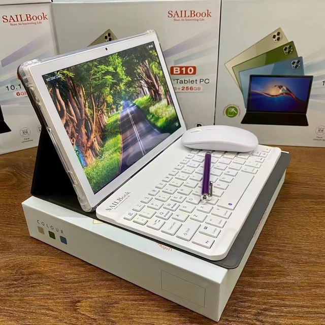 New 10-Inch MTK Quad Core Kids Tablet with Mouse Keyboard B10 Educational Tablet PC High-Clear SIM Card 4G WiFi Android 13 256GB