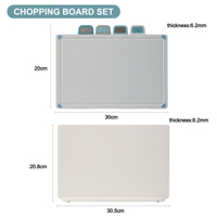 Planche à découper multifonctionnelle 4 en 1 pour légumes et viande avec icônes alimentaires, ensemble de planches à découper en plastique sans BPA avec support