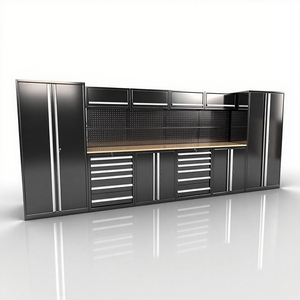 Grande armoire à outils combinée en acier pour atelier et garage Mobilier métallique Unités de garage d'atelier Établi et armoires de rangement - Product Image 4