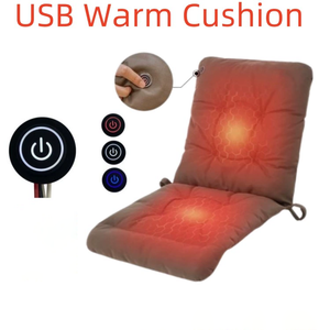 3 Level <b>USB</b> Heated Seat Cushion Full Back Support Washable Faux Leather <b>Heating</b> Chair Pad for Office Chair Vehicle & Indoor Use - Product Image 6