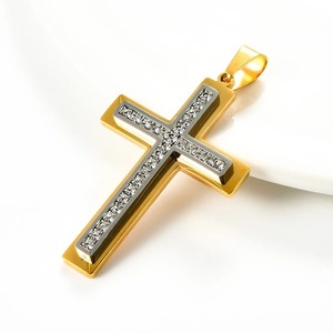 Stainless Steel Zircon <b>Cross</b> <b>Pendant</b> Necklace For <b>Men</b> Women Dainty Rhinestones Christian Jesus Prayer Amulet Charms Jewelry Gift - Product Image 5