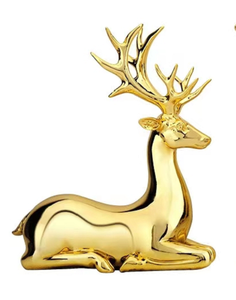 Sculpture en résine électro-plaquée de style nordique Cerf doré Décoration d'intérieur Ornement - Product Image 2