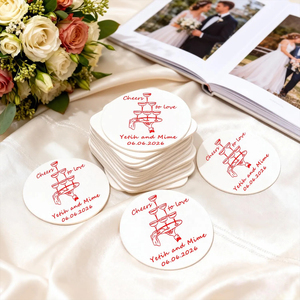 Свадебные сувениры: бумажные подставки под кружки, персонализированные свадебные подставки, индивидуальные подставки, персонализированный свадебный подарок, подарок на девичник - Product Image 6
