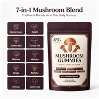 Permen Energi Jamur 10-in-1 OEM untuk Dukungan Imunitas dan Memori Dewasa, Campuran Ashwagandha Alami, Grosir, Label Pribadi