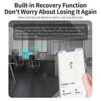 Traceur intelligent certifié MFi ultra-mince avec fonction de localisation GPS et de recherche de carte, compatible avec l'application Localiser (iOS/Android), anti-perte, pour usage professionnel et personnel, durée de vie 2-3 ans
