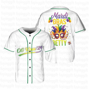 Nouveaux maillots de Mardi Gras 2026, chemises personnalisées avec nom et numéro, maillot de baseball, vêtements de Mardi Gras pour femmes et hommes - Product Image 6