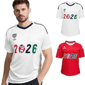 Camiseta Deportiva Personalizada con Transferencia Térmica para Fanáticos del Fútbol, Manga Corta, Cuello Redondo, para la Copa Mundial de Fútbol 2026, Color Personalizado - Product Image 1