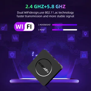 Neue Mi TV Box Sprachfernbedienung Dual WLAN HDR Android TV Box 8K Quad-Core Set-Top-Box für kostenloses IPTV auf Spanisch Englisch Portugiesisch