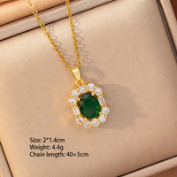 Parure de bijoux en zircon cuivre vert émeraude pour femme – Collier, boucles d'oreilles et bague élégants, légers, de luxe, tendance et minimalistes