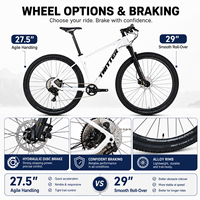 Vélo de montagne à cadre rigide en alliage d'aluminium 27,5/29 pouces, 30 vitesses, frein à disque hydraulique, tout terrain, VTT pour adultes