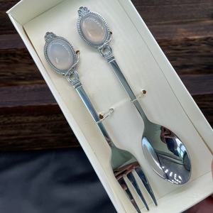 <b>Crystal</b> Heart Spoon and Fork Sets <b>Crystal</b> Healing Stones Craft Gemstones Gifts <b>Crystal</b> Spoons Fork Sets - Product Image 5